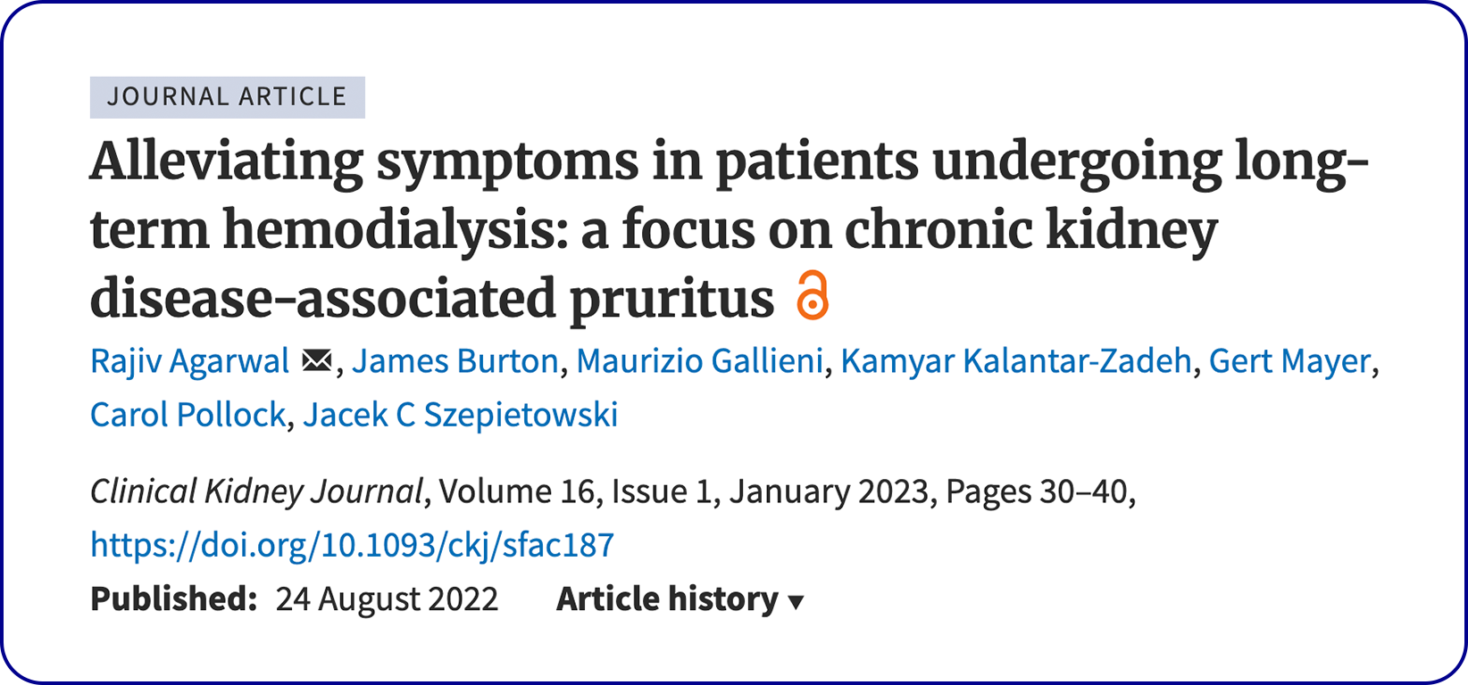 Article box about alleviating symptoms in patients undergoing long-term hemodialysis